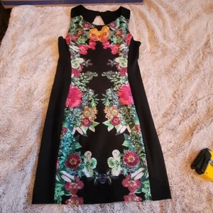 Lily Ross Black Flower Multicolor Size Small Dress - Picture 1 of 9