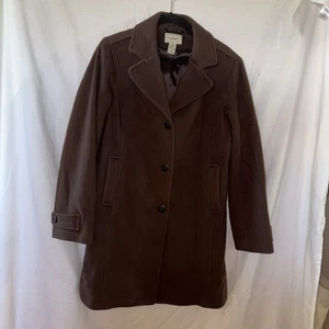 Abrigo Polo LL Bean Mujer Largo Medio Marrón Lana de Cordero 3 Botones Talla 8 Regular - Imagen 1 de 6