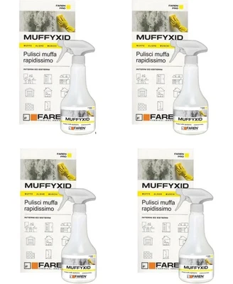 4 x Faren Muffyxid Spray Antimuffa Elimina rimuovi Muffa Alghe Licheni - Immagine 1 di 3