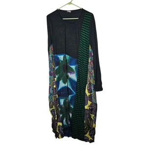 Alembika Artemisia Relaxed Dress Forest 4 12-14 Multicolor Long Sleeve Artsy - Picture 1 of 14