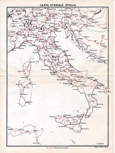 Carta Stradale d'Italia 1931 picc. carta orig. Reggio Pula Sassari Toblach Bari - Picture 1 of 1