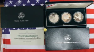 1994 3-Coin US Veterans Proof Silver Dollars - w Box and COA (Z422) - Picture 1 of 2