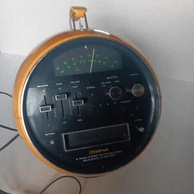 Radio Weltron 2001 de colección, reproductor de cinta estéreo de 8 pistas bola espacial amarillo leer Foto 1 de 4