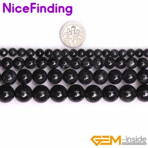Natürliche schwarze Jade Runde Edelstein Perlen Schmuck Strang 15 Zoll 6 mm 8 mm 10 mm 12 mm - Bild 1 von 23