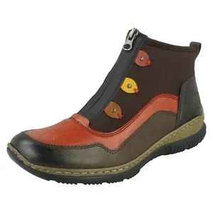 Mujer Rieker Delantero Cremallera Diario Informal Botines de Mujer N3277 - Imagen 1 de 10