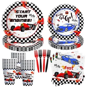 HIPVVILD Race Car Birthday Plates And Napkins Party Supplies - Racing Car Par... - Picture 1 of 7