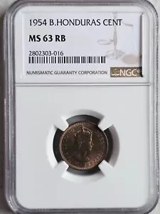 British Honduras 1 Cent 1954 NGC MS 63 RB - Picture 1 of 2