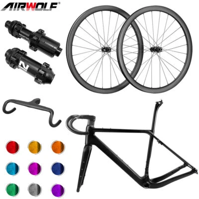 AIRWOLF Carbon Gravel Fahrrad 700*50c Rahmen Carbon Laufradsatz Lenker Crystal - Bild 1 von 4