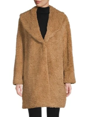 Abrigo Donna Karan New York Imitación Sherpa Camel Castaño Talla Grande Nuevo Con Etiquetas Foto 1 de 2