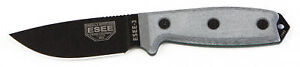 ESEE Knives 3P Fixed Blade Knife Black 1095 Carbon Steel Gray G10