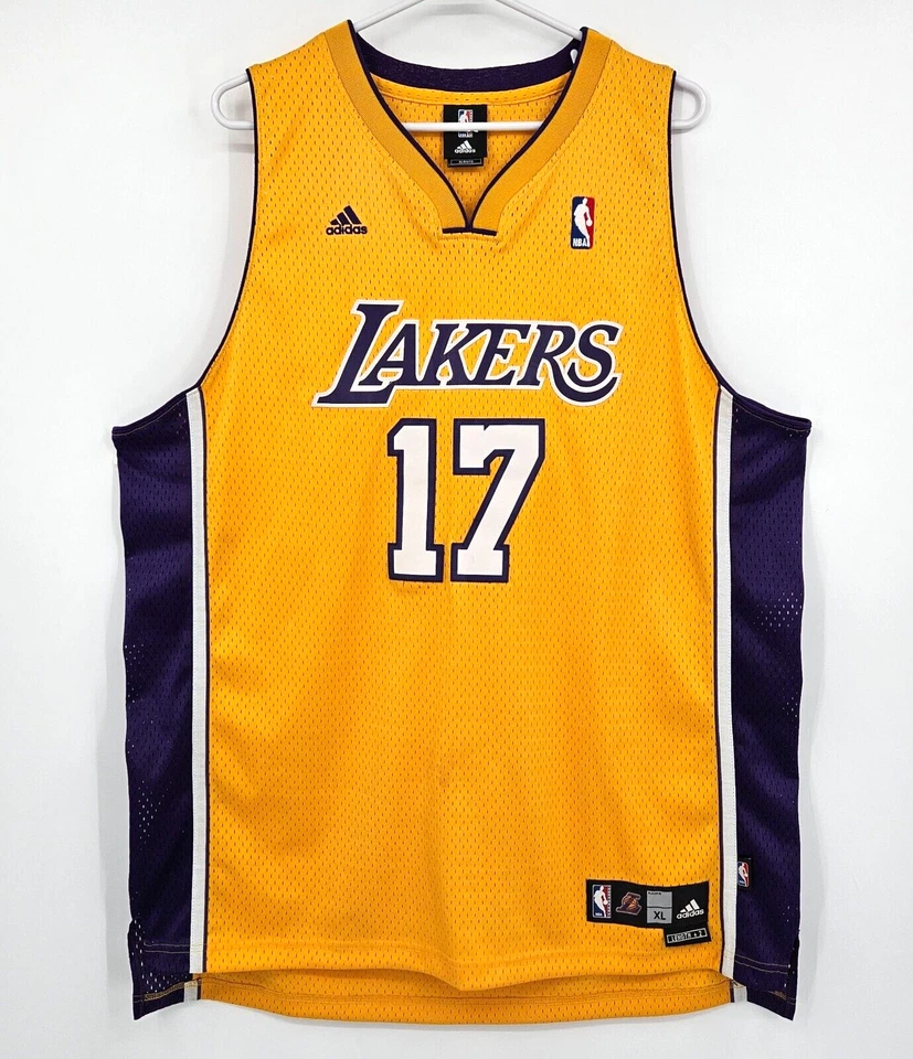 Camiseta Adidas Auténtica Los Angeles LA Lakers Andrew Bynum #17 Talla XL Longitud +2 Foto 1 de 4