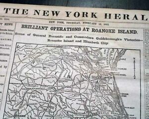 BATTLE OF ROANOKE ISLAND Burnside Expedition Start MAPS 1862 Civil War Newspaper