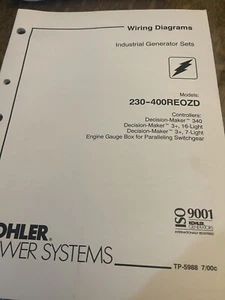 Kohler Model 230-400REOZD Wiring Diagram Manual Industrial Generator sets - Picture 1 of 1