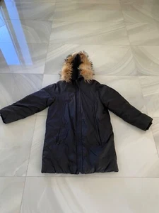 Helmut Lang Black coat with Fur trimmed hood - Picture 1 of 5