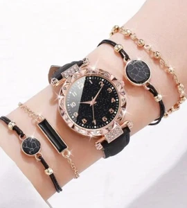 5 PCs Elegant Women's Fashionable Quartz Watch And Bracelet Set Ready To Wear! - Picture 1 of 6