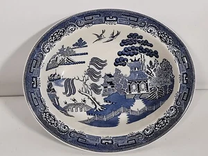 WEDGWOOD BLUE WILLOW OVAL VEGETABLE BOWL BLUE AND WHITE VINTAGE WILLOW - Picture 1 of 10