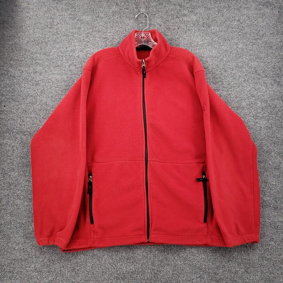 Chaqueta Aigle Para Hombre XL Roja Cremallera Completa Polartec Polar Manga Larga Cuello Simulado Foto 1 de 4