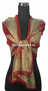 Elegant Oblong Fashion Scarf Wrap Chiffon w/ Stunning Paisley Pattern, Burgundy - Picture 1 of 3