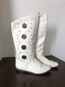 Vintage 80’s Rocker Wild Pair White Mid Calf Slouch Boots Size 6.5 - Picture 1 of 18