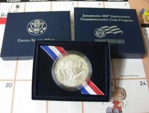 2007-P Unc Jamestown Commemorative Silver Dollar $1 w/box and COA - Picture 1 of 1