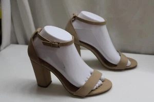 SKINTONE 4.5"High BLOCK HEEL comfort Foam Vegan open toe ankle strap Shoes 7.5 - Picture 1 of 9