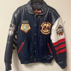 Jeff Hamilton MLB New York Yankees Genuine Leather Jacket Size M 1998 Rare JP - Picture 1 of 5