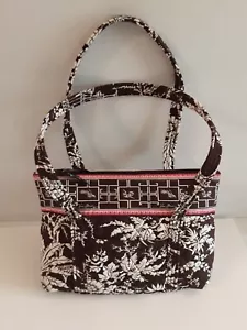 Borsa a tracolla Vera Bradley modello Imperial Toile marrone e rosa usata una volta - Foto 1 di 9