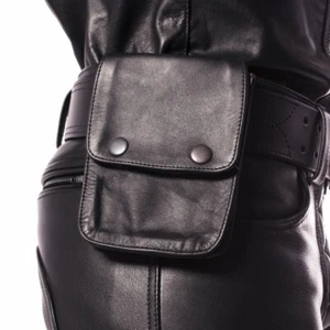 PROWLER RED LEATHER POUCH WALLET BDSM FETISH LEATHER GEAR IN BLACK - Picture 1 of 5