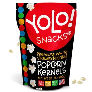 Gourmet Virtually Hulless Popcorn Kernels, Premium White Butterfly Popping Corn, - Picture 1 of 12