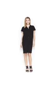 Eileen Fisher Women’s Sz S Button Front Knit Shirt Dress Navy Blue - Picture 1 of 6
