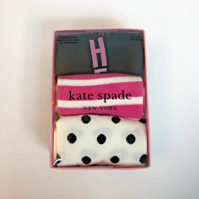 Calcetines Kate Spade 3Pk Talla 4-10 Lunares, Rayas Rosa, HOLA con Logo ¡NUEVOS! Foto 1 de 2