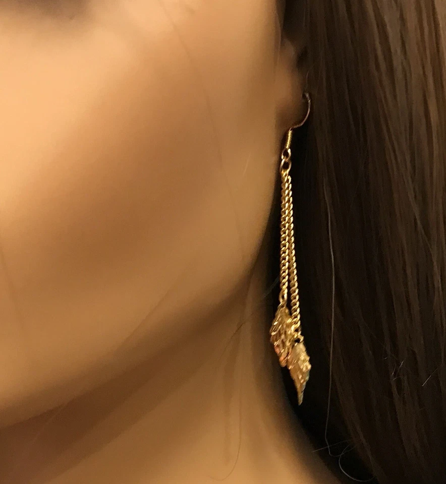 Pendientes colgantes, pendientes de borla de oro, pendientes colgantes rellenos de oro de 24k para mujer Foto 1 de 4
