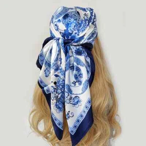 Large Square Satin Scarf for Women 90cm Head Wrap Hairband All Season Tie Cover - Picture 1 of 75