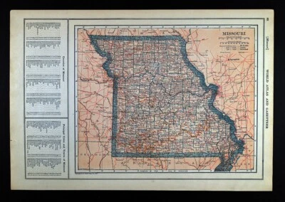 Mapa de Poates 1919 Missouri St. Louis Kansas City Jefferson Columbia Springfield MO Foto 1 de 4