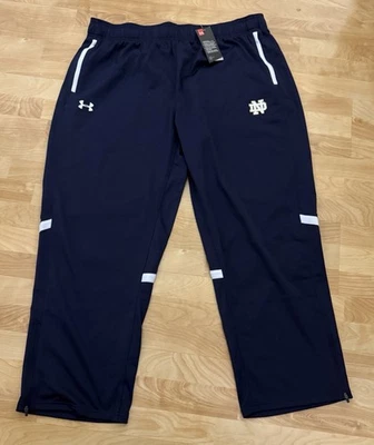 Notre Dame Under Armour UA Men’s Qualifier Navy/White Warmup Athletic Pants 3XL - Image 1 of 4