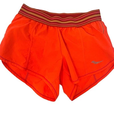 Pantalones Cortos para Correr SAUCONY Run Dry Para Mujer Forrados Naranja Bolsillo Trasero con Cremallera Talla XS Foto 1 de 4
