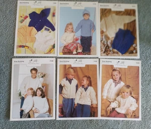 LOT of 6 "TEDDY" Children & Family Aran Knitting Patterns - Picture 1 of 1