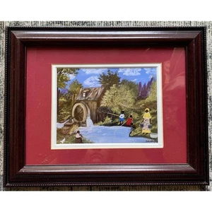Jackie Haliburton "Water Well" gerahmt mattiert signiert Folk Wand Vintage Kunstdruck - Bild 1 von 7
