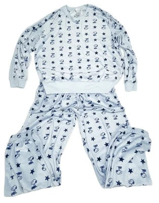 XL Peanuts Snoopy Light Blue Fleece Jogger Sleep Lounge Set Womens - Image 1 of 4