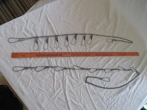 2 VTG METAL FISH STRINGERS ~ Both METAL WITH 9 CLIPS 62 & 46 Inch. A4. - Picture 1 of 9