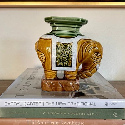 Taburete de jardín vintage mayólica cerámica elefante mini Foto 1 de 4