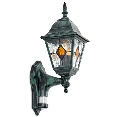 Hofstein Quartucciu outdoor wall lamp with motion detector metal/glass, E27, IP44 - Image 1 of 4