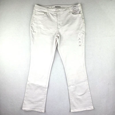 Pantalones de mezclilla blancos Sonoma para mujer talla 16 tiro medio corte bota elásticos nuevos con etiquetas Foto 1 de 4
