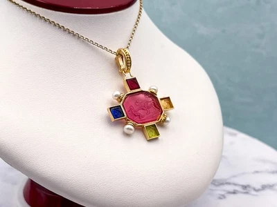 Colgante camafeo veneciano TAGLIAMONTE (3641P) 925SS/YGP *Androclo, León *Reg. $280 Foto 1 de 4