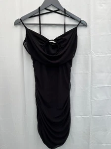 Neu Prettylittlething gerafftes Bidycon-Kleid Größe 12 schwarz Polyestermischung Damen - Bild 1 von 8