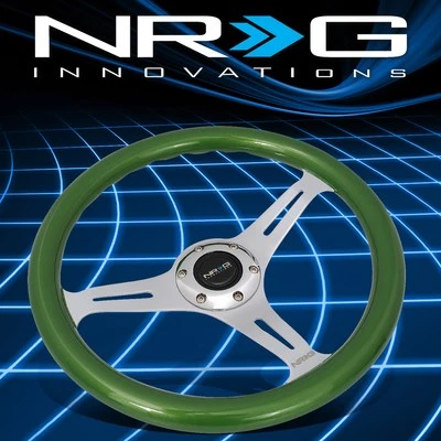 NRG Performance 350mm Green Wood Grip 2"Deep Dish Steering Wheel ST-015CH-GN - Image 1 of 4