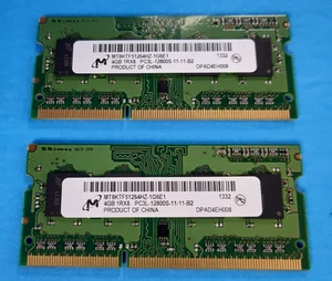 Micron 8GB (2x4GB) 1Rx8 PC3L-12800S DDR3L-1600 Laptop SODIMM RAM Memory - Picture 1 of 1