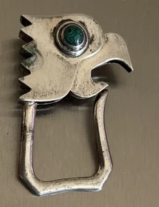 Seltener Vintage Taxco mexikanischer Sterlingsilber Türkis Papageienkopf Schlüsselanhänger Halter - Bild 1 von 5