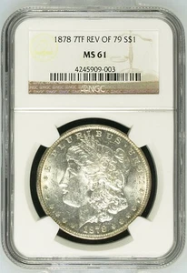 1878 Morgan Silver Dollar NGC MS-61 7TF - Picture 1 of 2