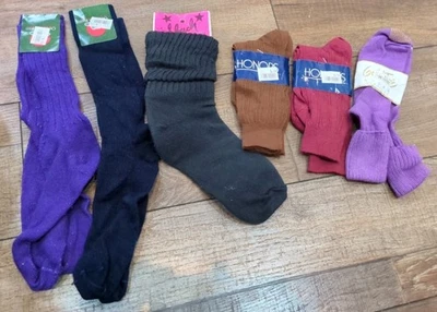 Calcetines holgados vintage de los años 90 1 par negros para mujer NUEVO stock antiguo más 5 pares  Foto 1 de 4